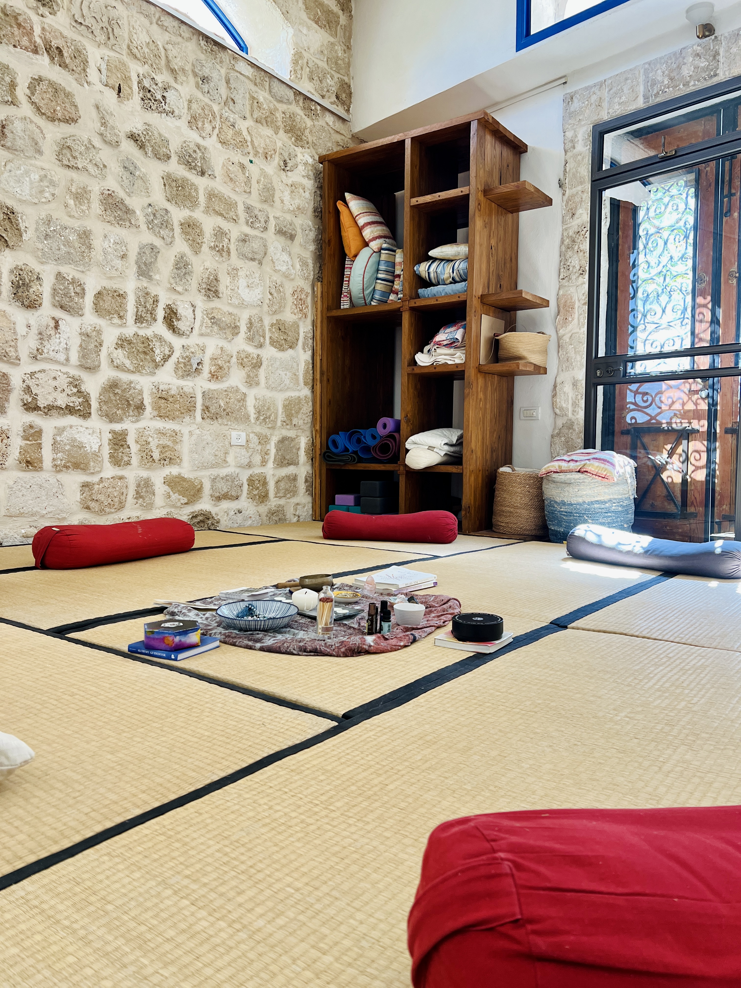 The Old Jaffa retreat space prepared with tatami mats and cushions